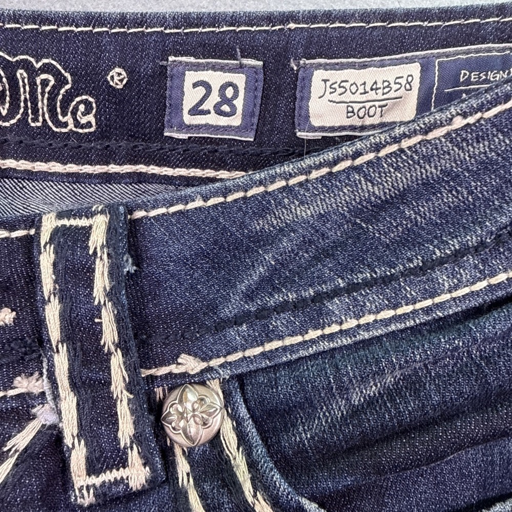 Miss Me Women Jeans WOMENS 28x34 Boot Cut Embroidered Stretch THICK STITCH - Picture 3 of 10